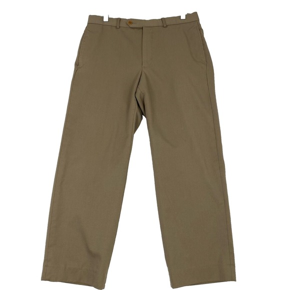 Brooks Brothers 346 Men's Dress Pants size W33/L25 beige‎ pockets.100% Wool - Picture 1 of 10